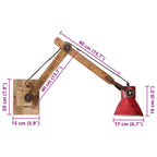 Lampada a Parete 25 W Rosso Anticato 96x15x20 cm E27