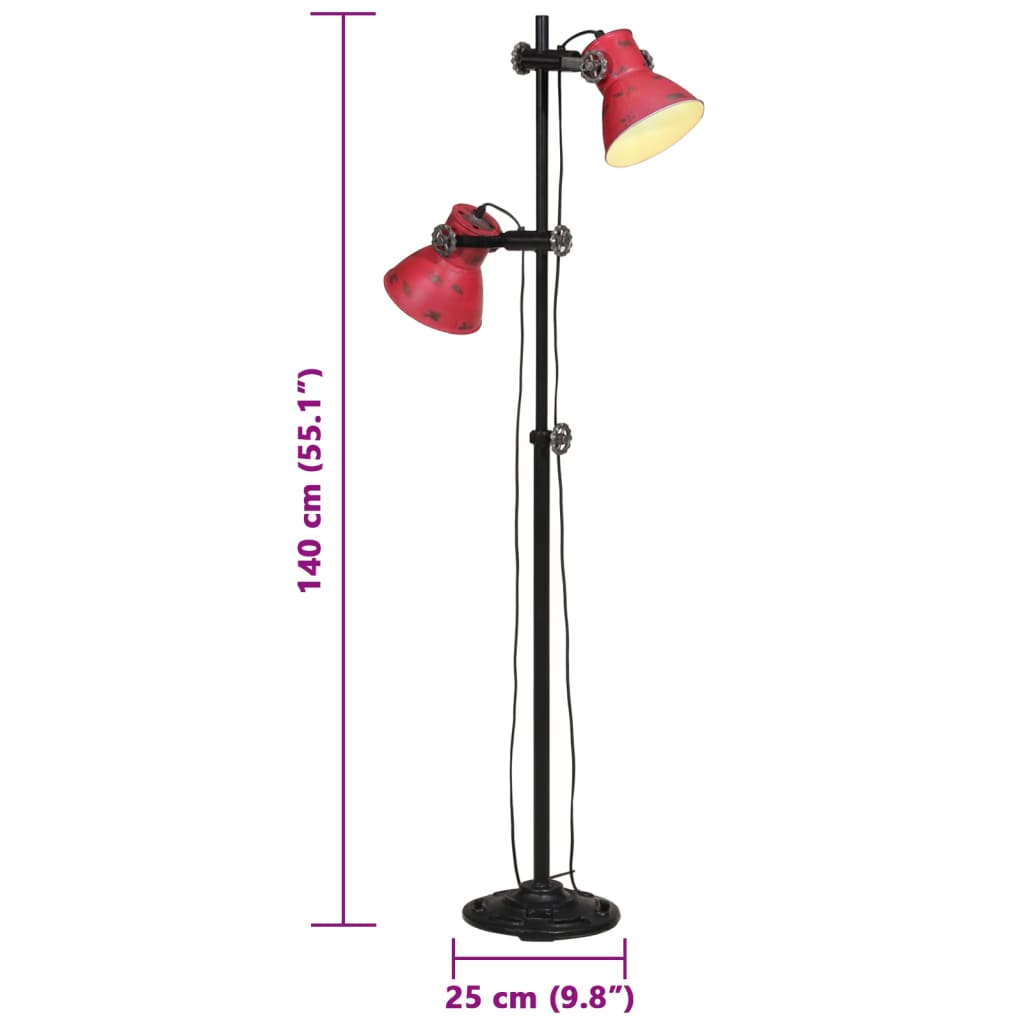 Lampada da Terra 25 W Rosso Anticato 25x25x90/140 cm E27