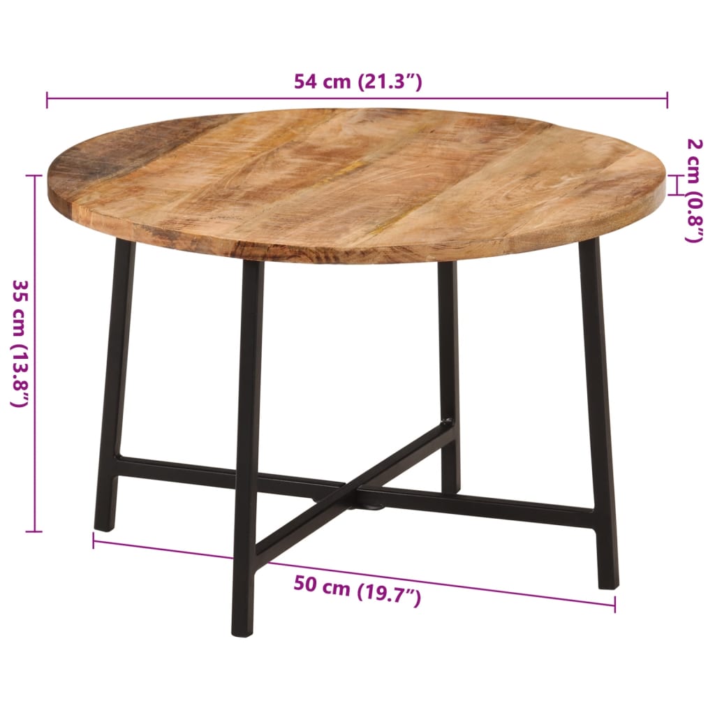 Tavolino da Salotto 54x54x35 cm Legno Massello Mango e Ferro