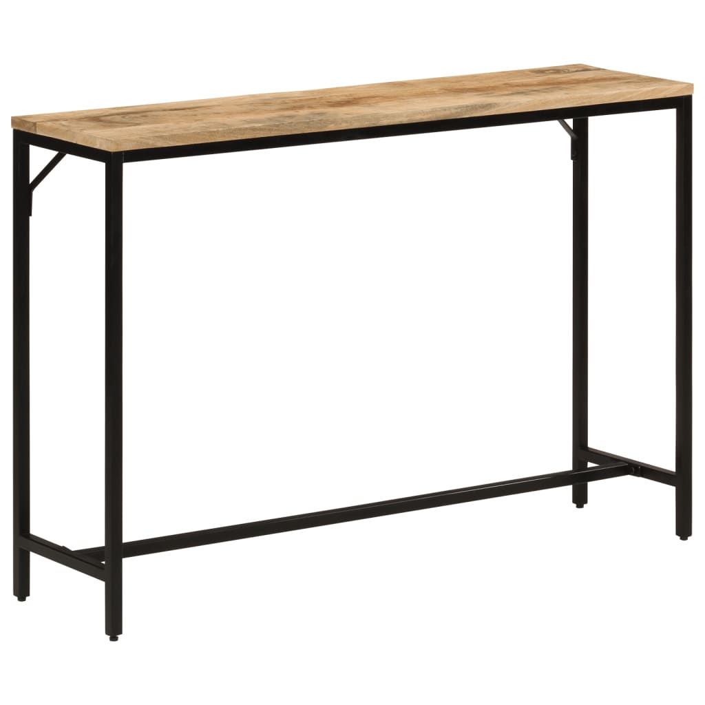 Tavolo Consolle 110x30x75cm Legno Massello Mango Grezzo e Ferro