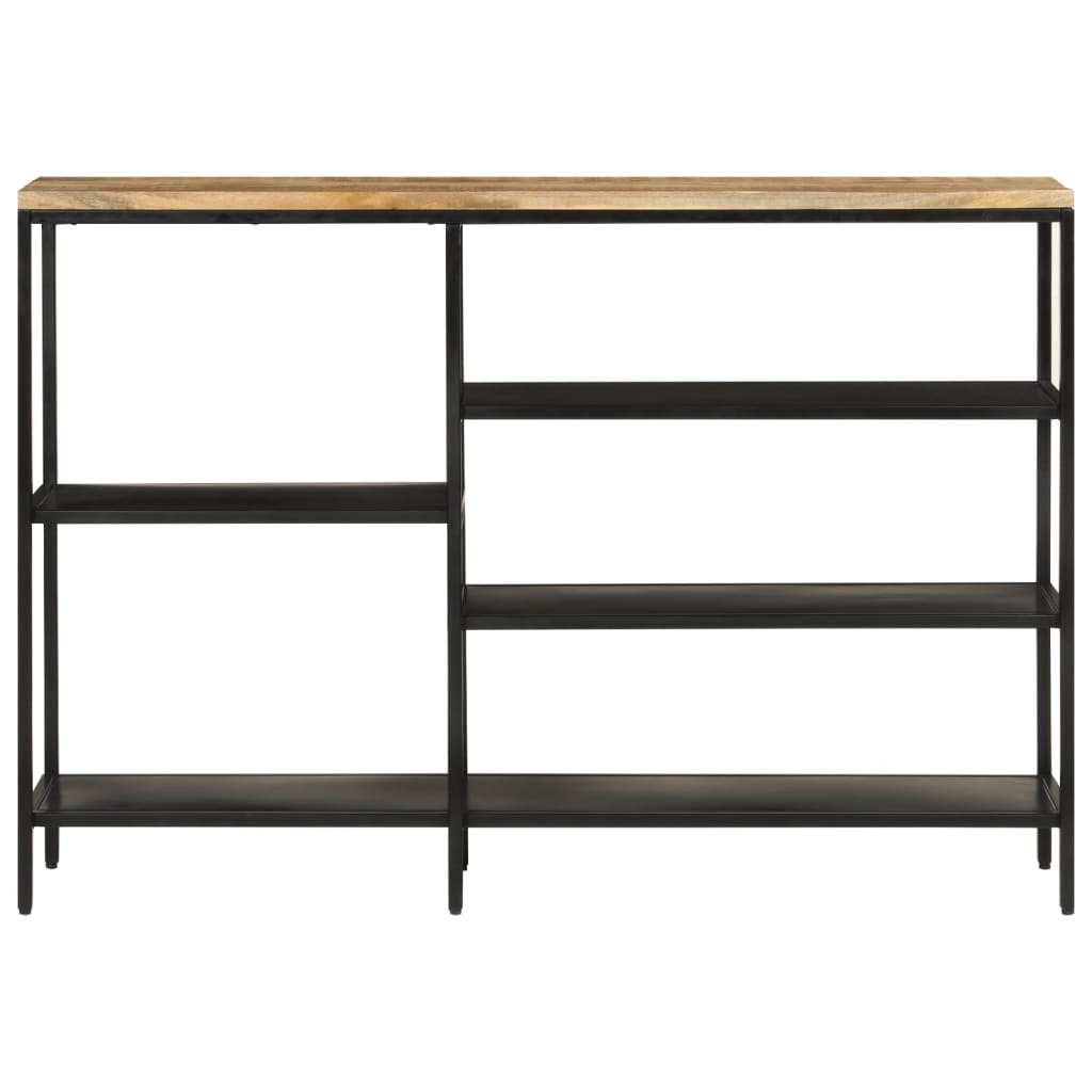 Tavolo Consolle 110x30x75cm Legno Massello Mango Grezzo e Ferro