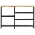 Tavolo Consolle 110x30x75cm Legno Massello Mango Grezzo e Ferro