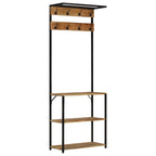 Appendiabiti con Scarpiera 68x30x182 cm Massello Mango Grezzo