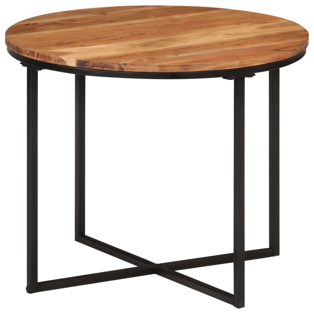 Tavolino Salotto 55x55x45cm in Legno Massello di Acacia e Ferro