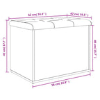 Panca Portaoggetti Grigio Sonoma 62x42x45 cm Legno Multistrato