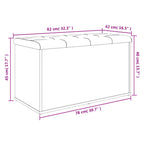Panca contenitore bianca 82x42x45 cm in legno ingegnerizzato