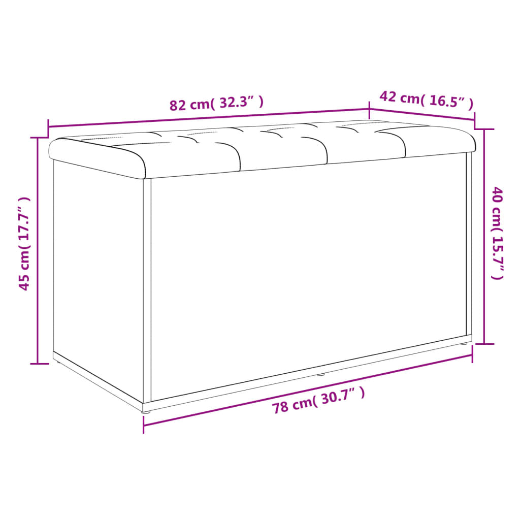 Panca contenitore bianca 82x42x45 cm in legno ingegnerizzato
