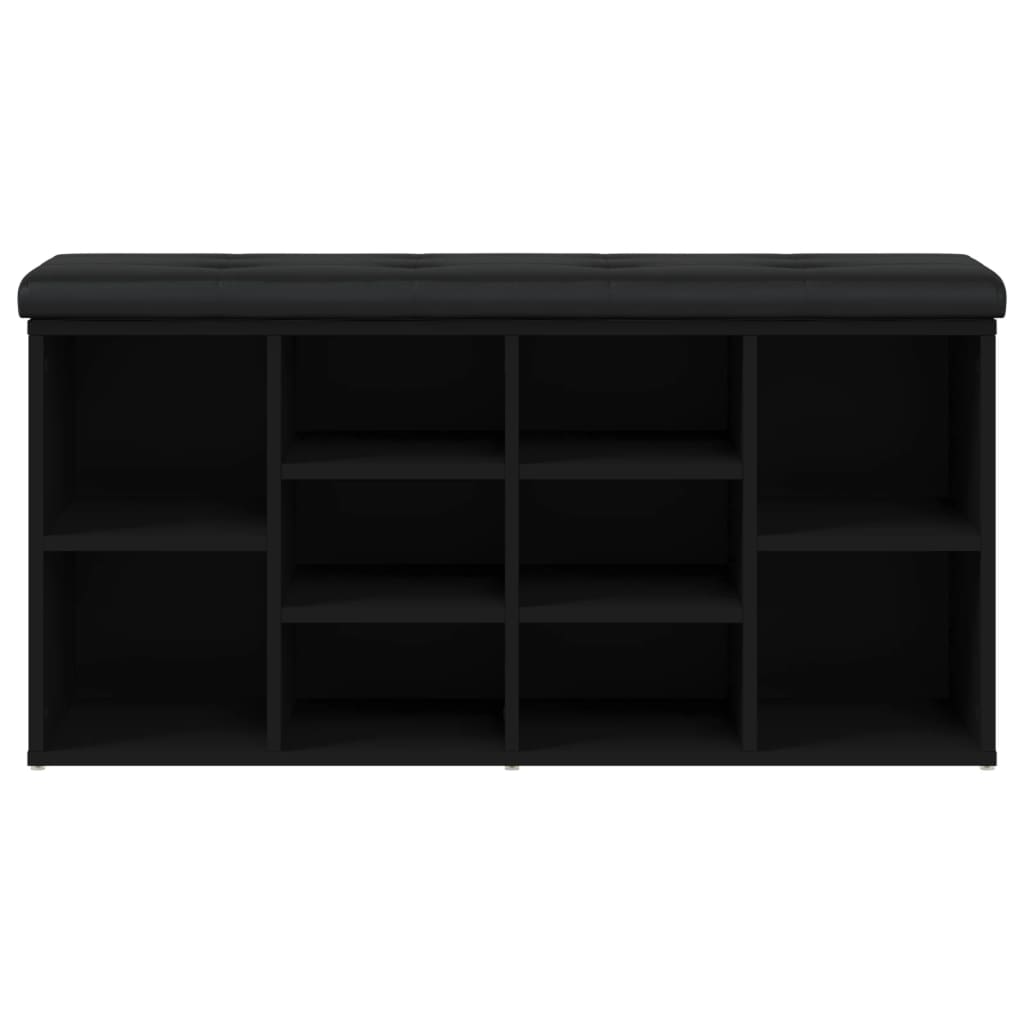Panca Porta Scarpe Nera 102x32x50 cm in Legno Multistrato