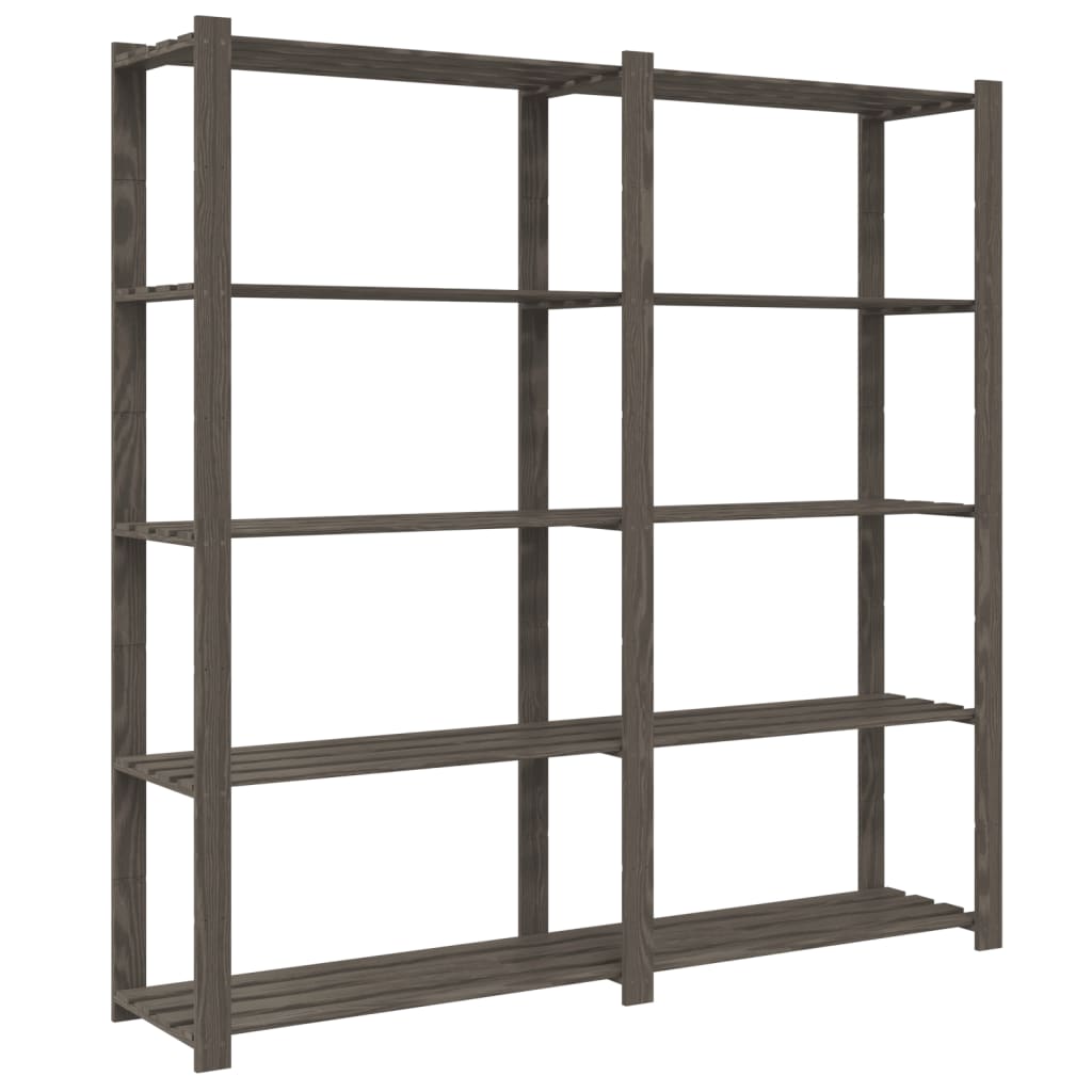 Scaffale a 5 Livelli Grigio 170x38x170 cm in Legno di Pino