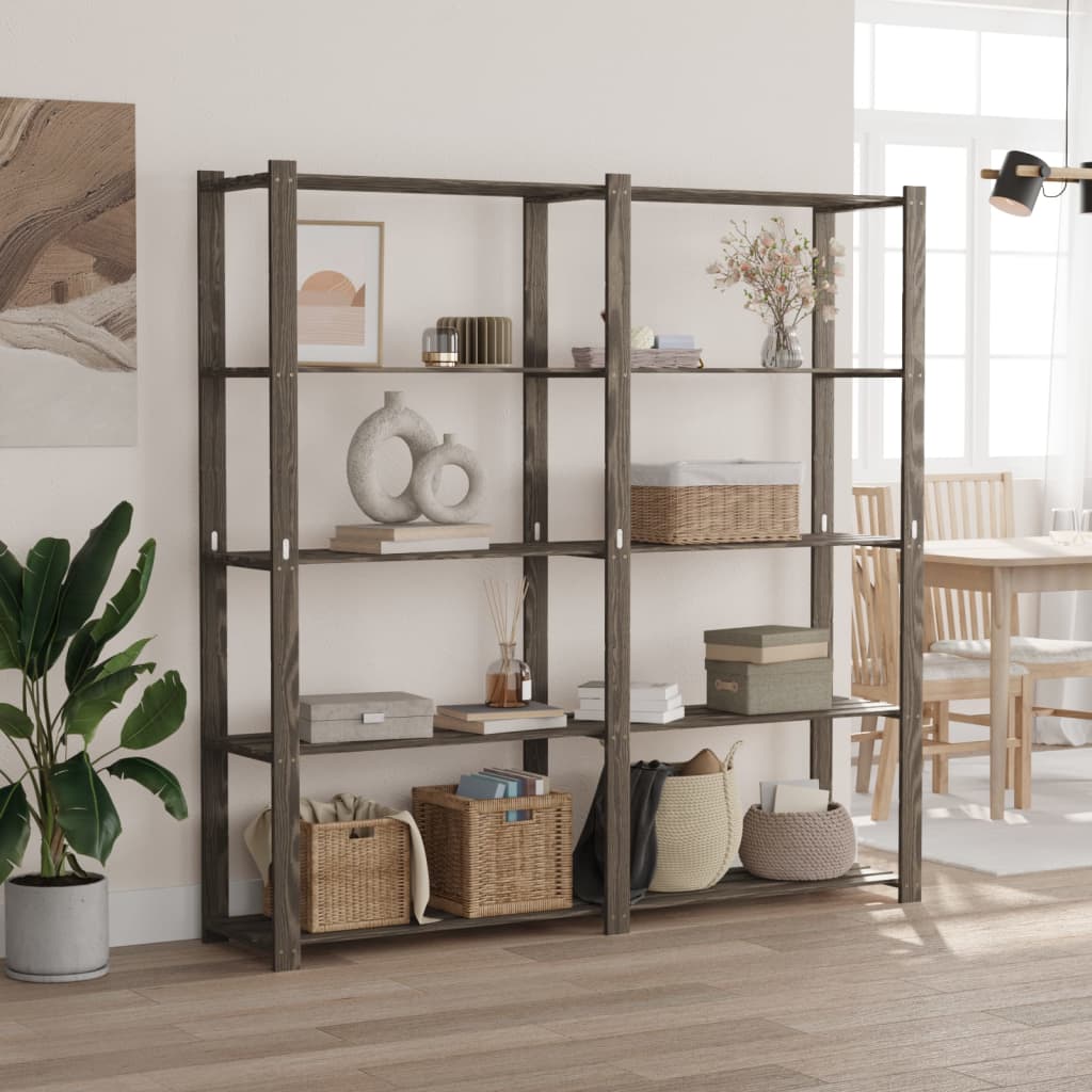 Scaffale a 5 Livelli Grigio 170x38x170 cm in Legno di Pino
