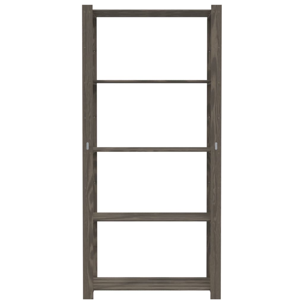 Scaffale a 5 Livelli Grigio 80x38x170 cm in Legno di Pino