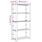 Scaffale a 5 Livelli Grigio 80x38x170 cm in Legno di Pino