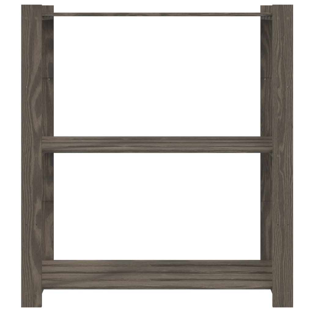 Scaffale a 3 Livelli Grigio 80x38x90 cm in Legno di Pino