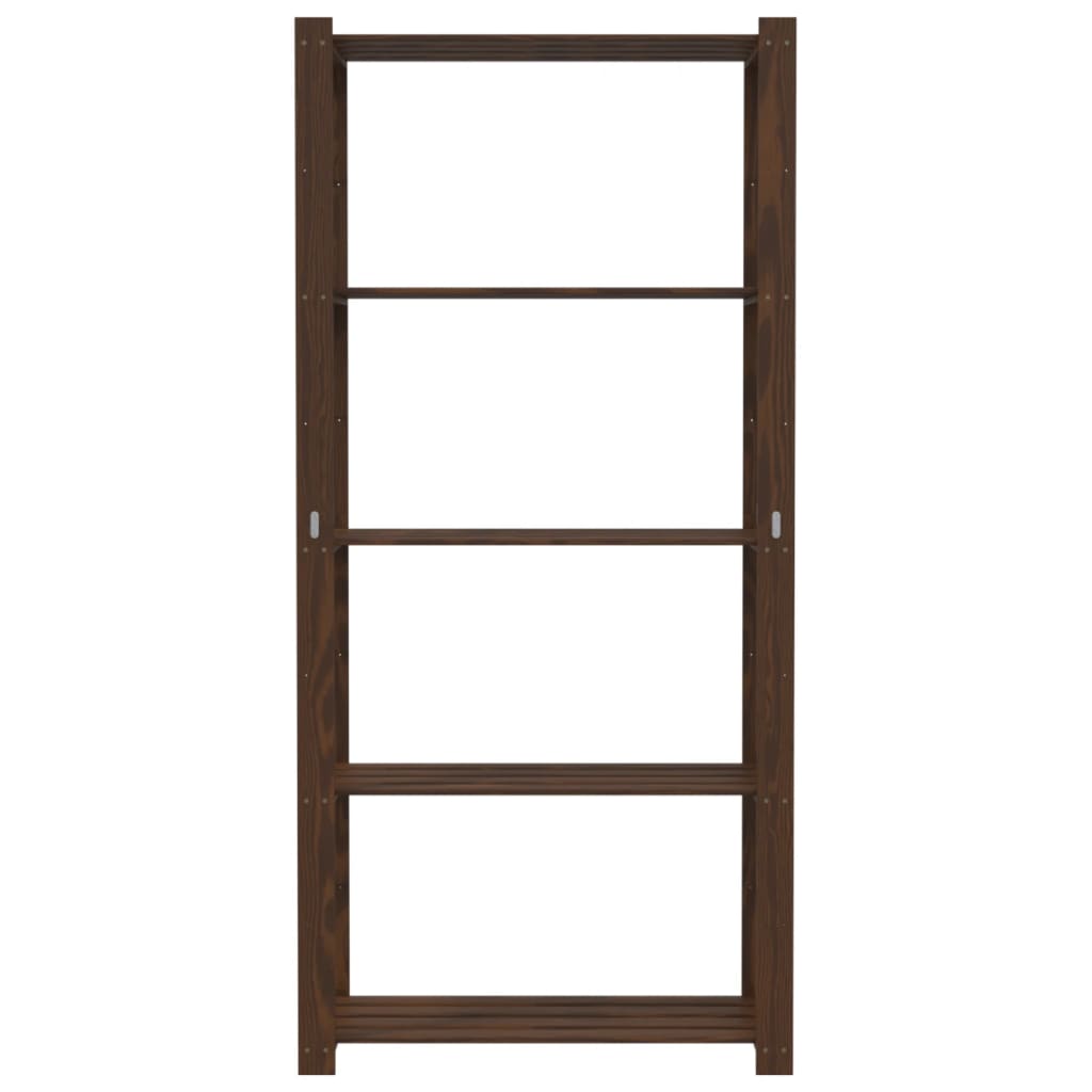 Scaffale a 5 Livelli Marrone 80x38x170 cm in Legno di Pino