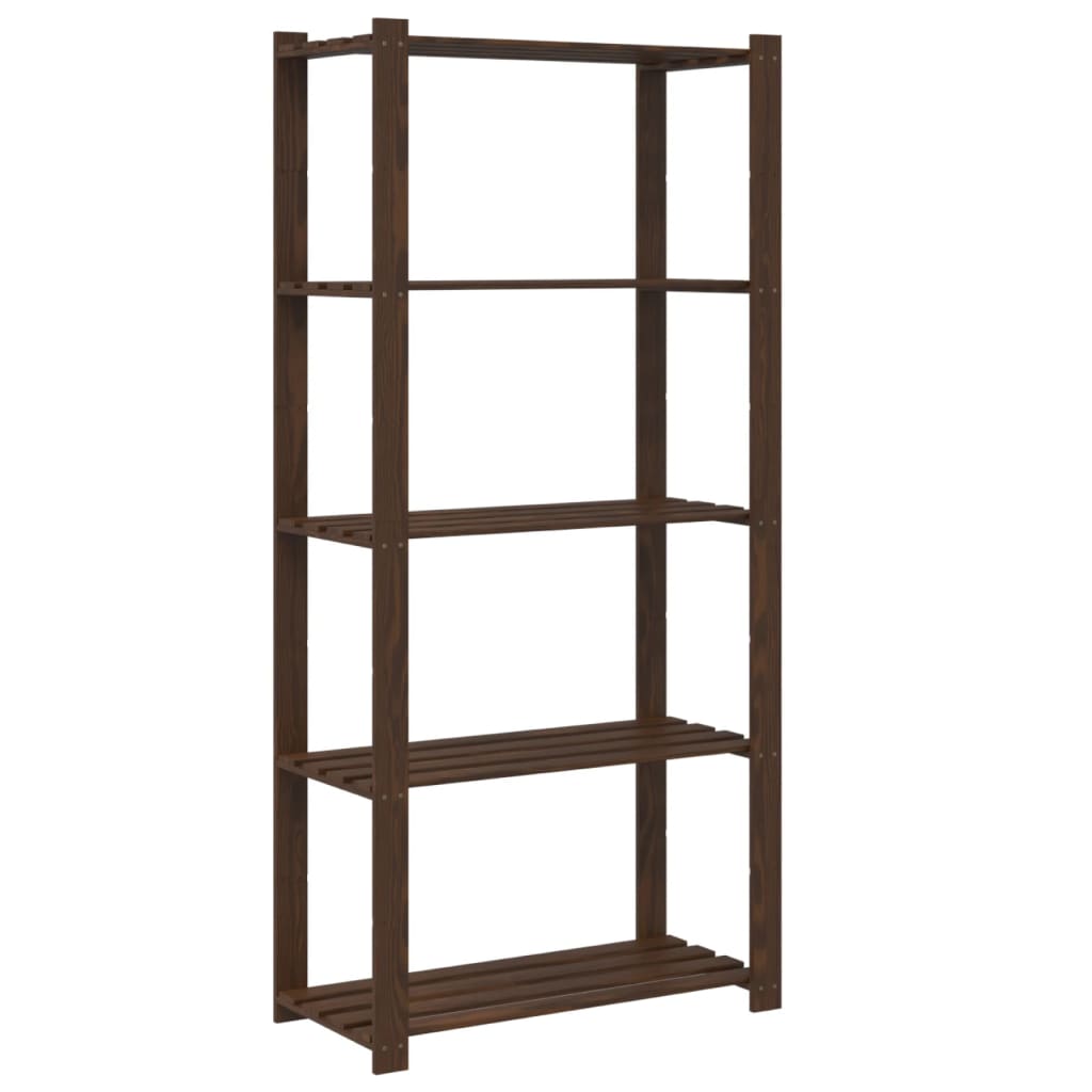 Scaffale a 5 Livelli Marrone 80x38x170 cm in Legno di Pino