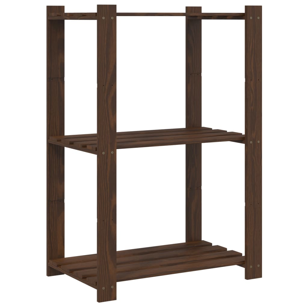 Scaffale a 3 Livelli Marrone 60x38x90 cm in Legno di Pino