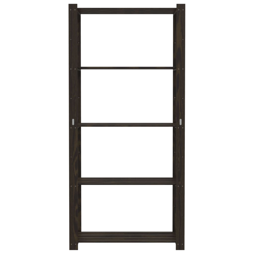 Scaffale a 5 Livelli Nero 80x38x170 cm in Legno di Pino