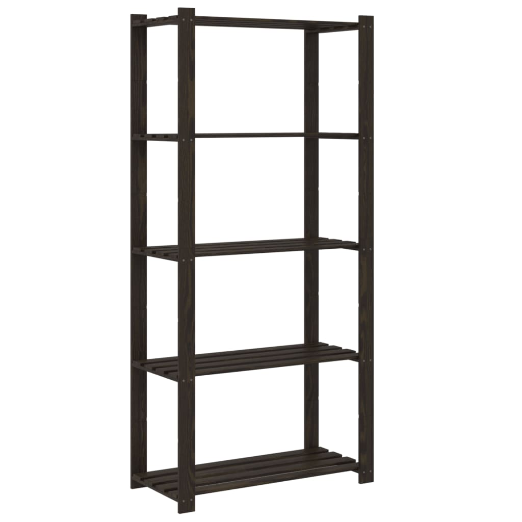 Scaffale a 5 Livelli Nero 80x38x170 cm in Legno di Pino