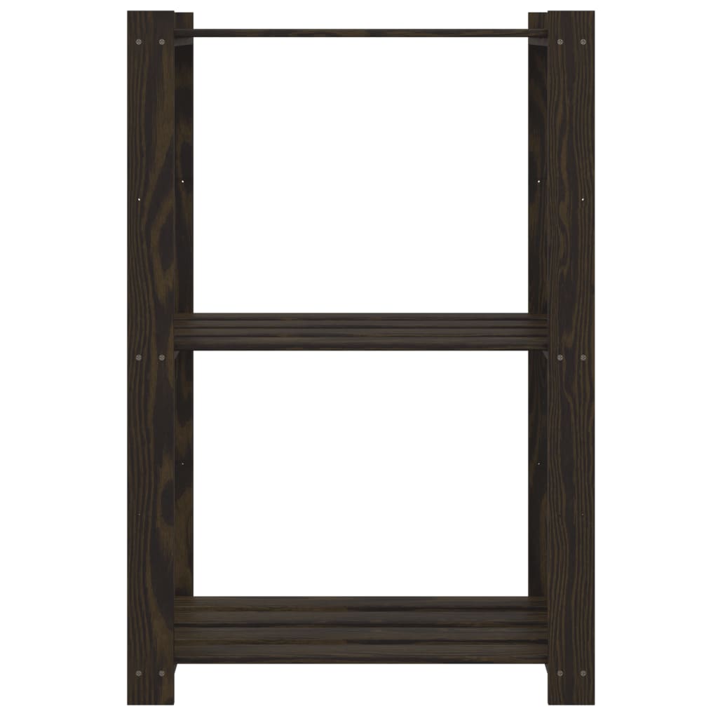 Scaffale a 3 Livelli Nero 60x38x90 cm in Legno Massello di Pino