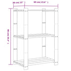 Scaffale a 3 Livelli Nero 60x38x90 cm in Legno Massello di Pino