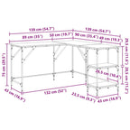 Scrivania Nera 139x139x75 cm in Legno Multistrato