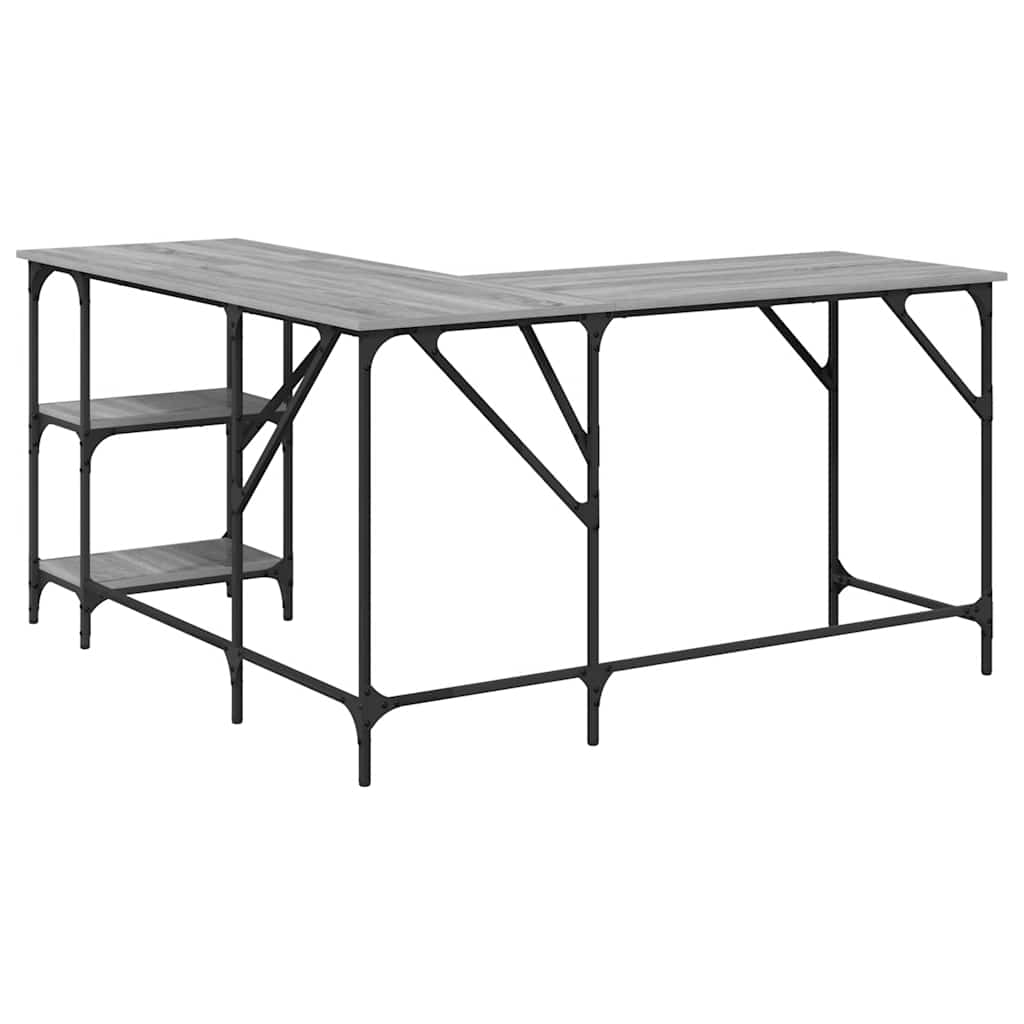 Scrivania Grigio Sonoma 139x139x75 cm in Legno Multistrato