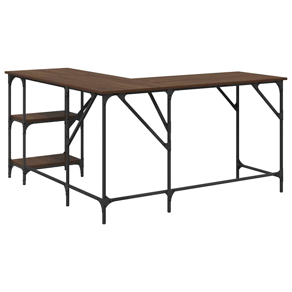 Scrivania Rovere Marrone 139x139x75 cm in Legno Multistrato
