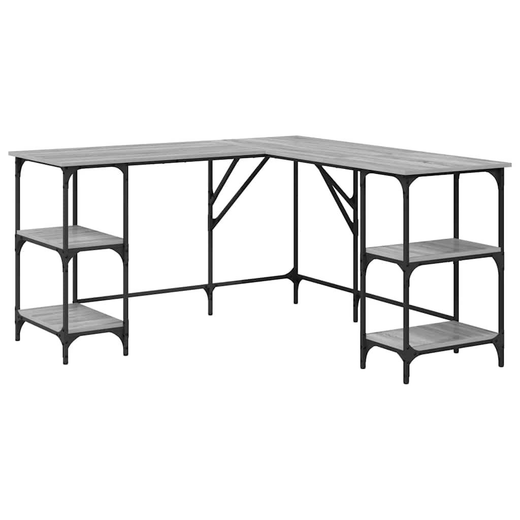 Scrivania Grigio Sonoma 139x139x75 cm in Legno Multistrato