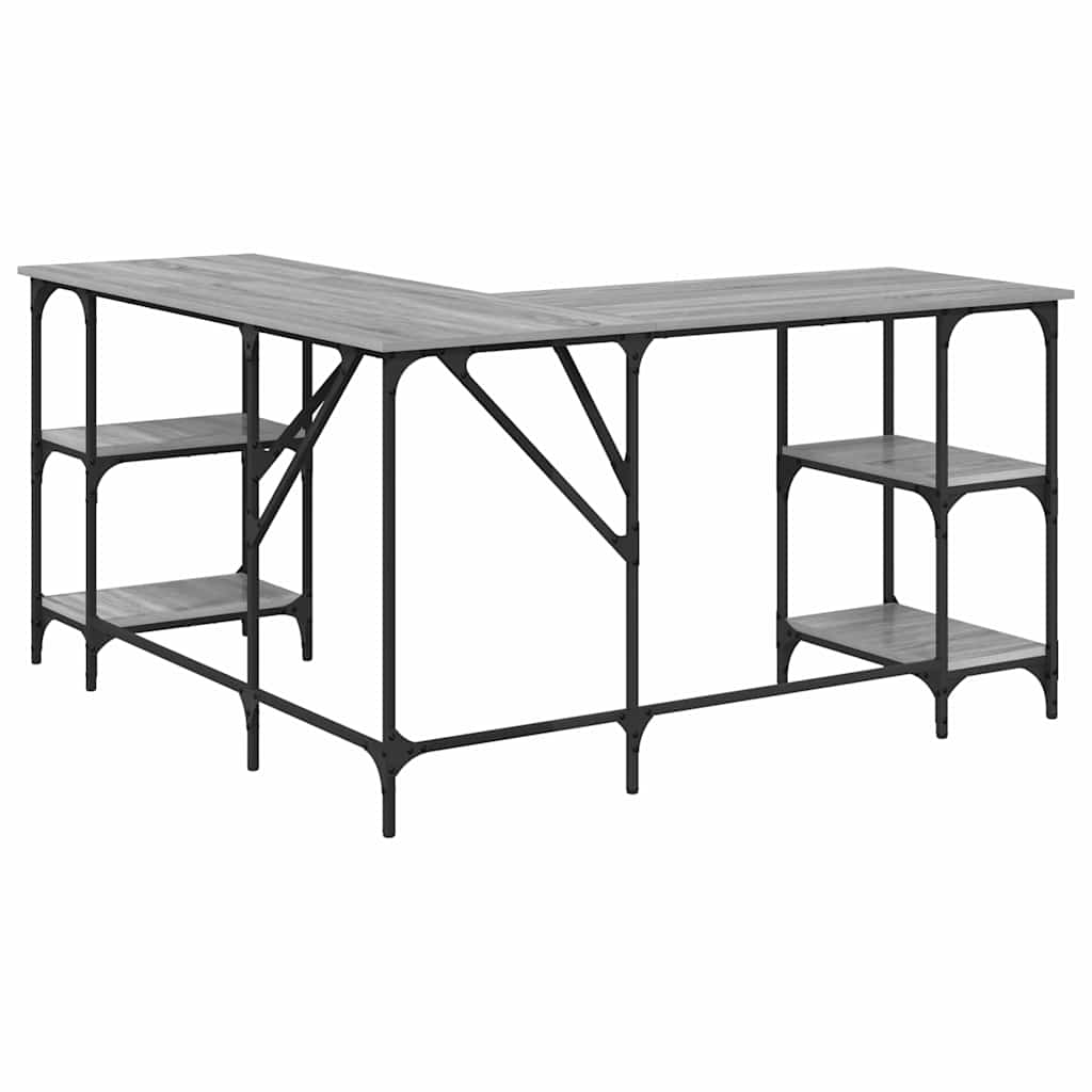 Scrivania Grigio Sonoma 139x139x75 cm in Legno Multistrato