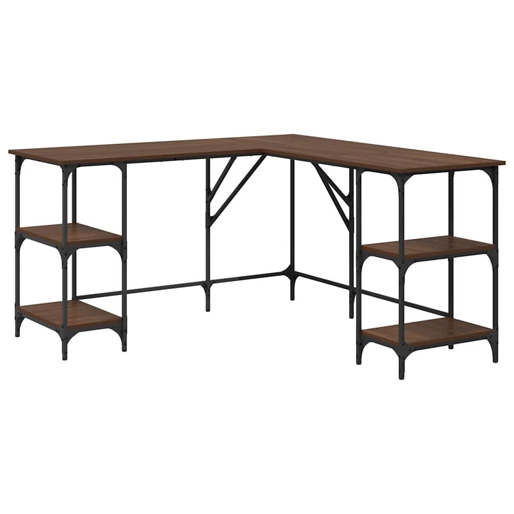 Scrivania Rovere Marrone 139x139x75 cm in Legno Multistrato