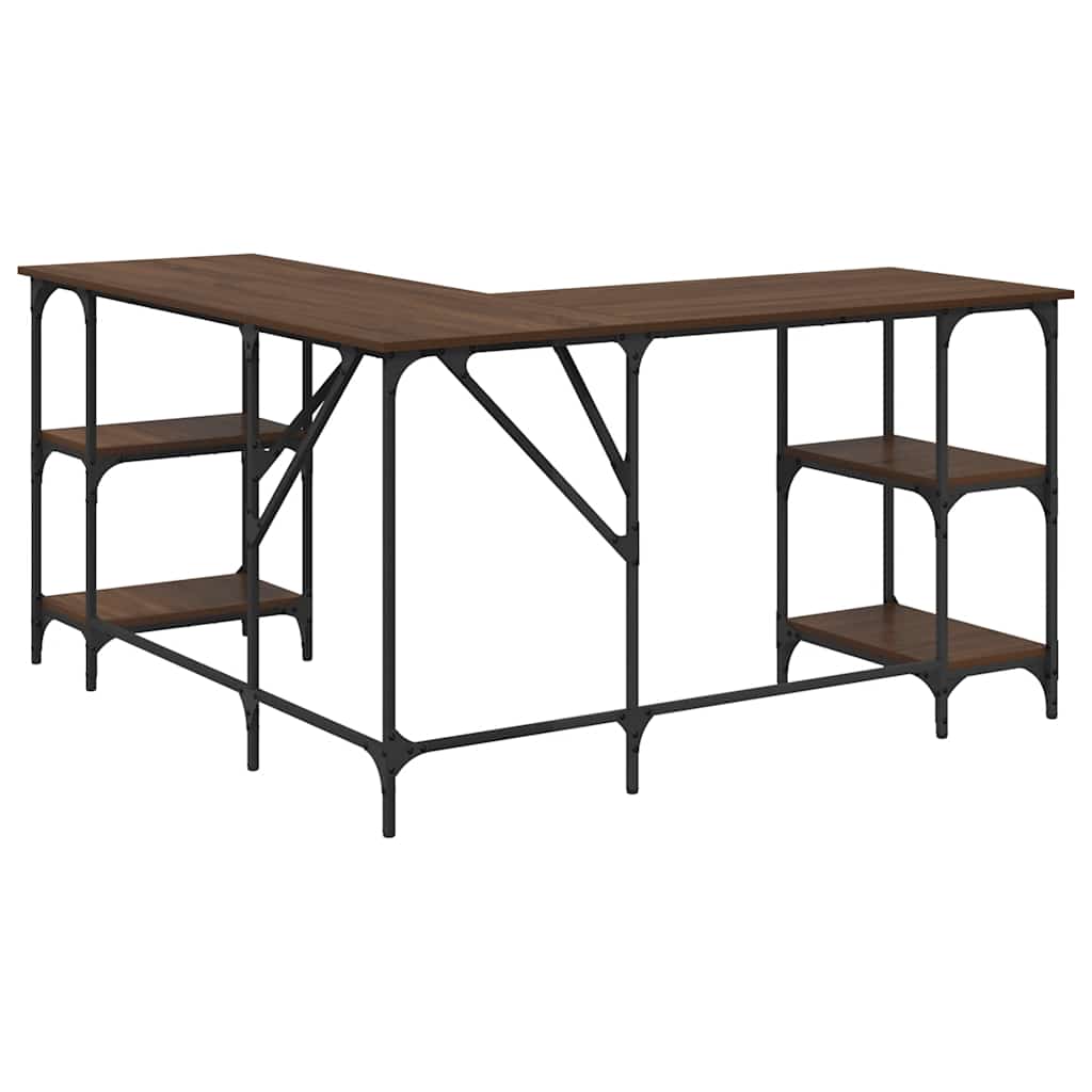Scrivania Rovere Marrone 139x139x75 cm in Legno Multistrato