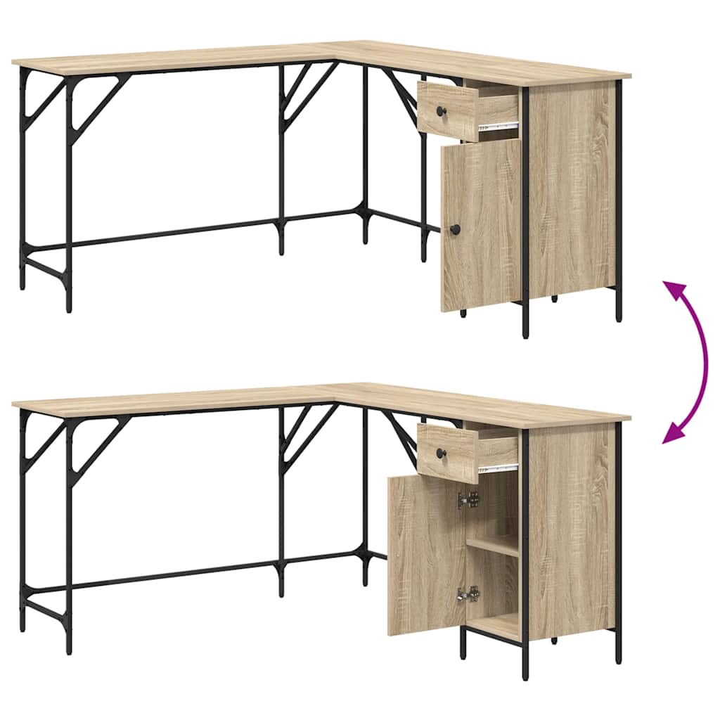 Scrivania Rovere Sonoma 141x141x75 cm in Legno Multistrato
