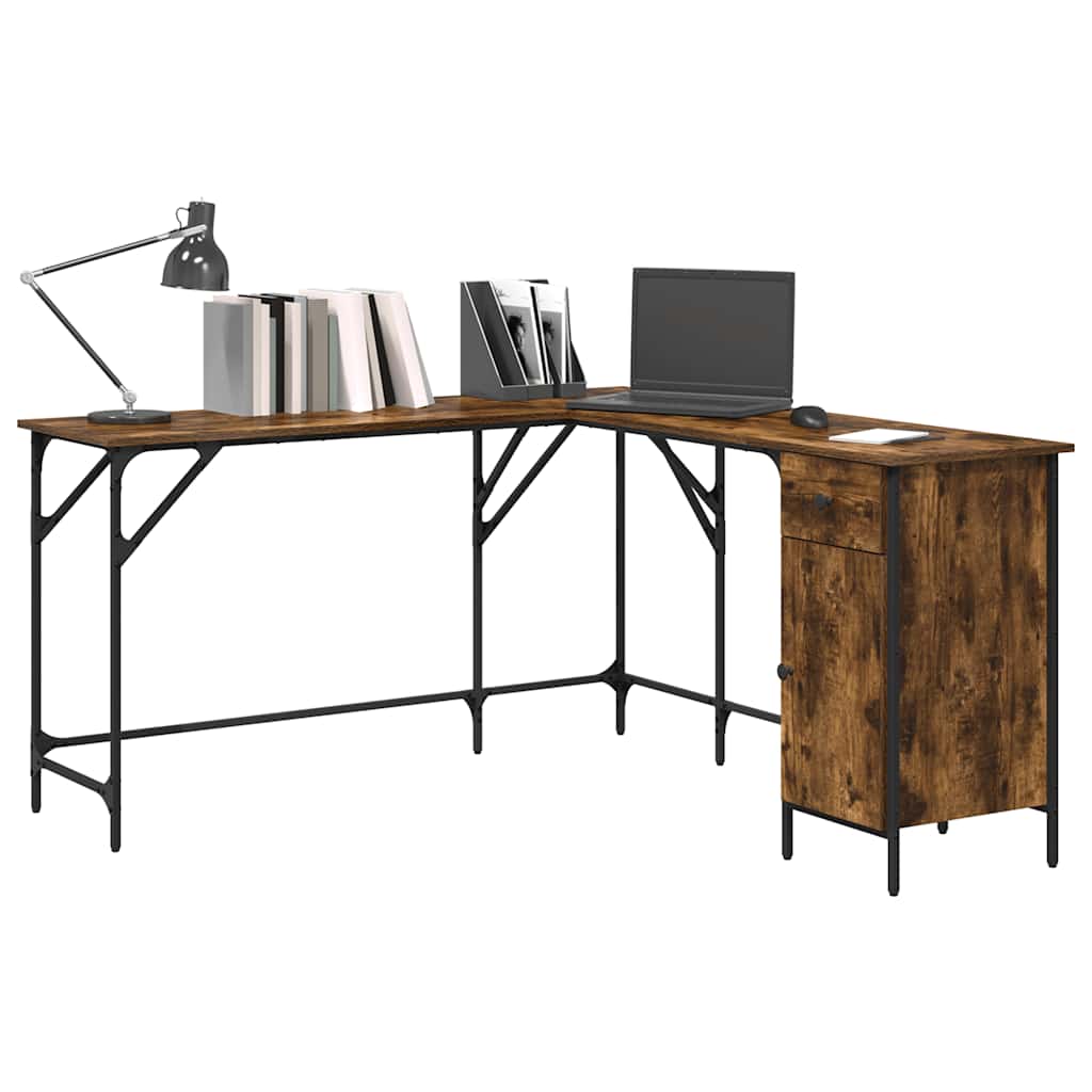 Scrivania Rovere Fumo 141x141x75 cm in Legno Multistrato