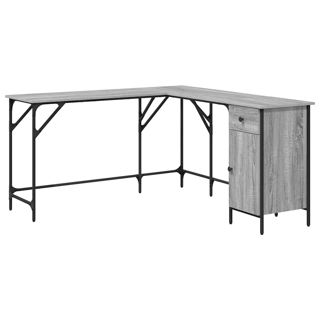 Scrivania Grigio Sonoma 141x141x75 cm in Legno Multistrato
