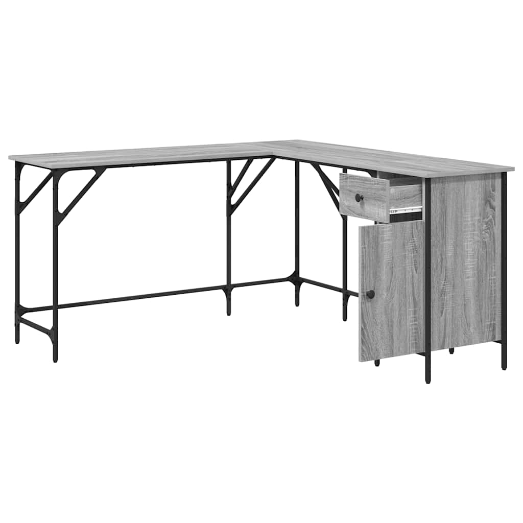 Scrivania Grigio Sonoma 141x141x75 cm in Legno Multistrato