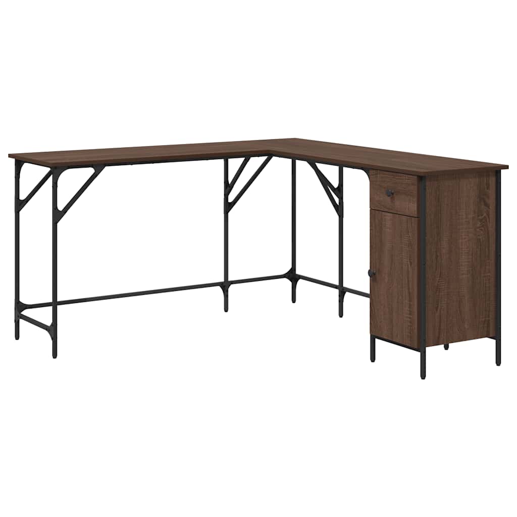 Scrivania Rovere Marrone 141x141x75 cm in Legno Multistrato