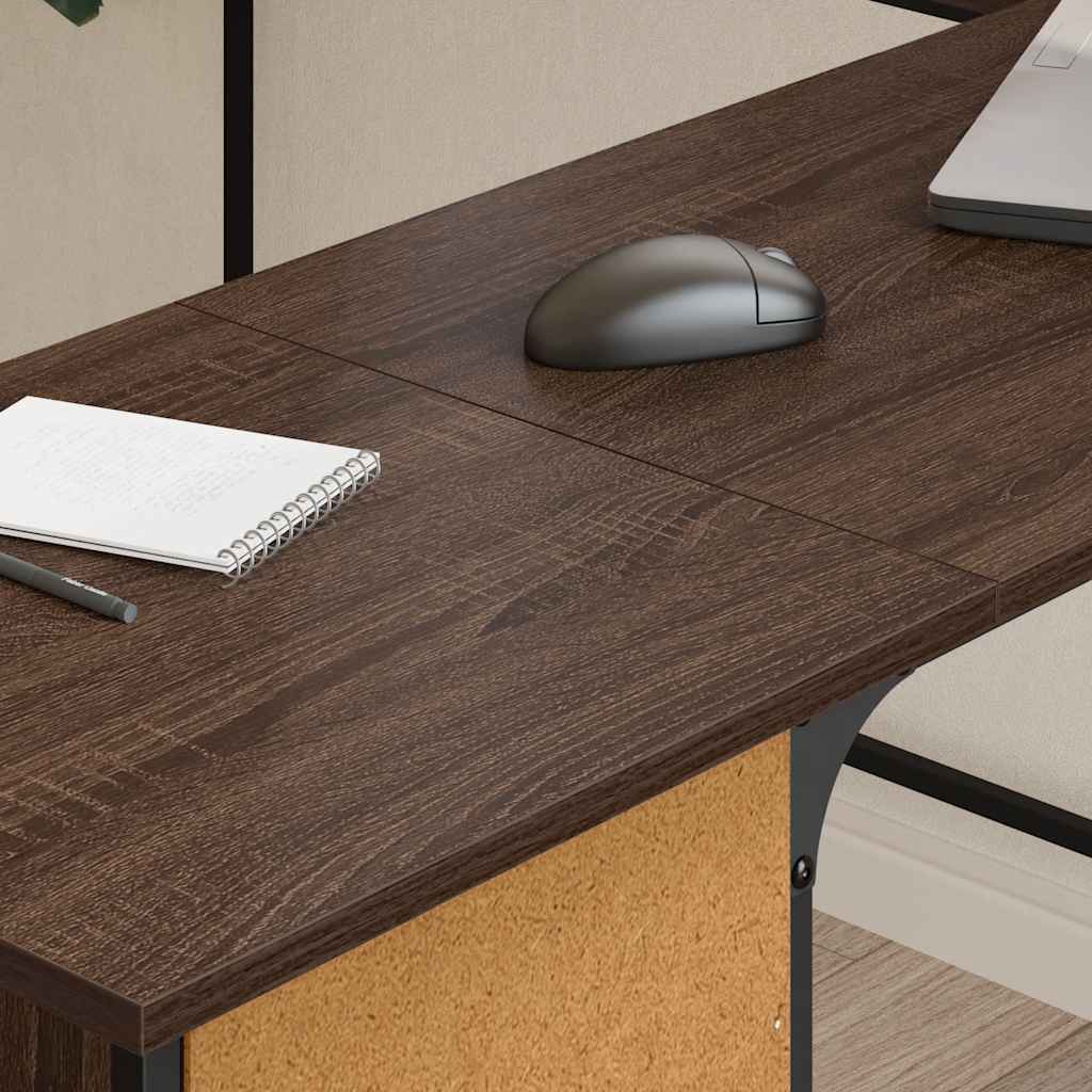 Scrivania Rovere Marrone 141x141x75 cm in Legno Multistrato