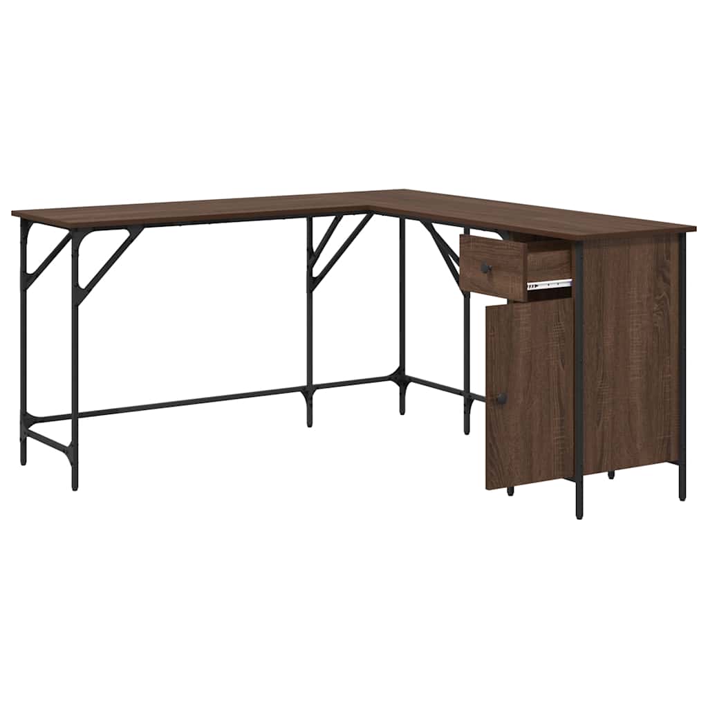 Scrivania Rovere Marrone 141x141x75 cm in Legno Multistrato