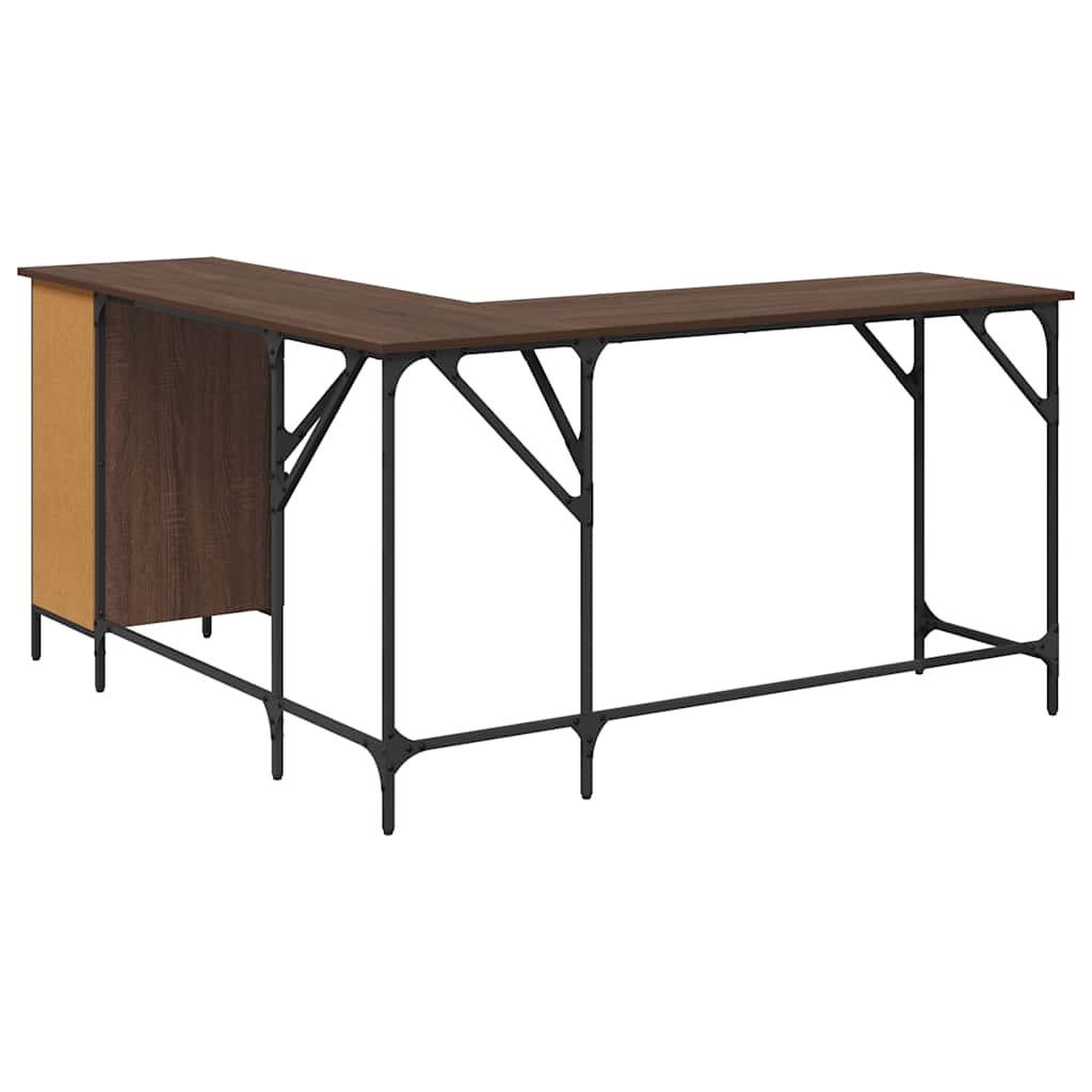 Scrivania Rovere Marrone 141x141x75 cm in Legno Multistrato