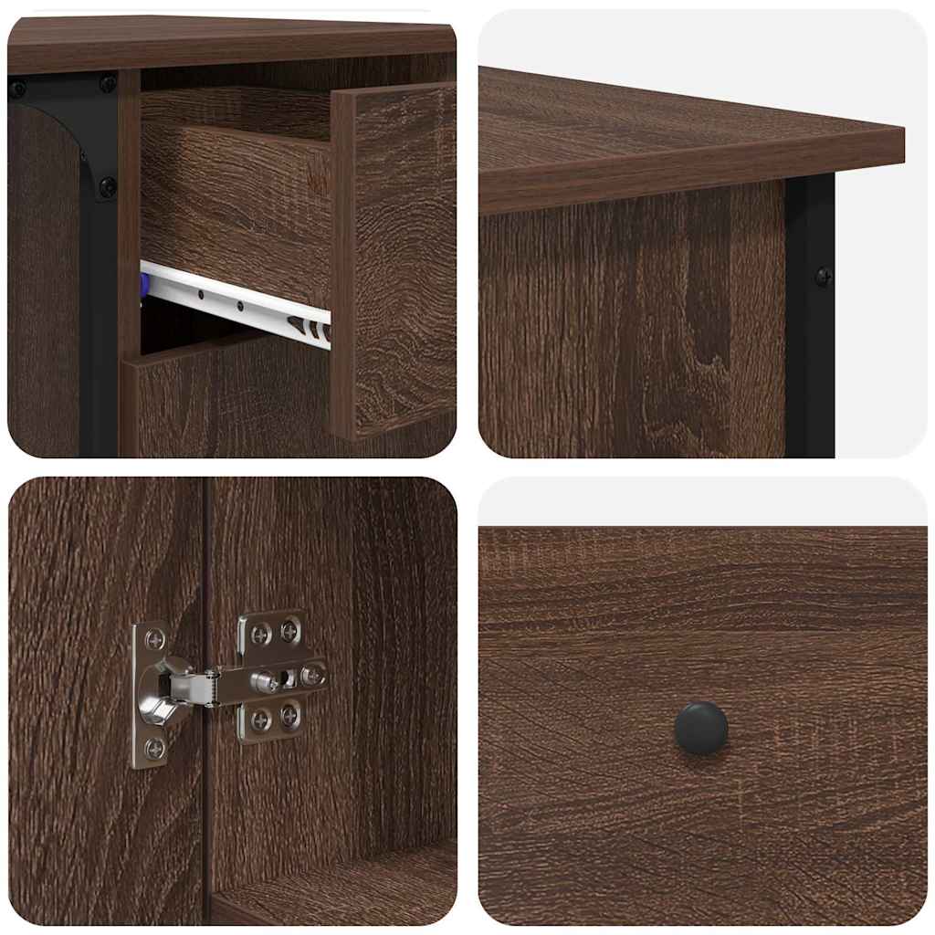 Scrivania Rovere Marrone 141x141x75 cm in Legno Multistrato