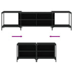 Mobile Porta TV Nero 203x37x50 cm in Legno Multistrato