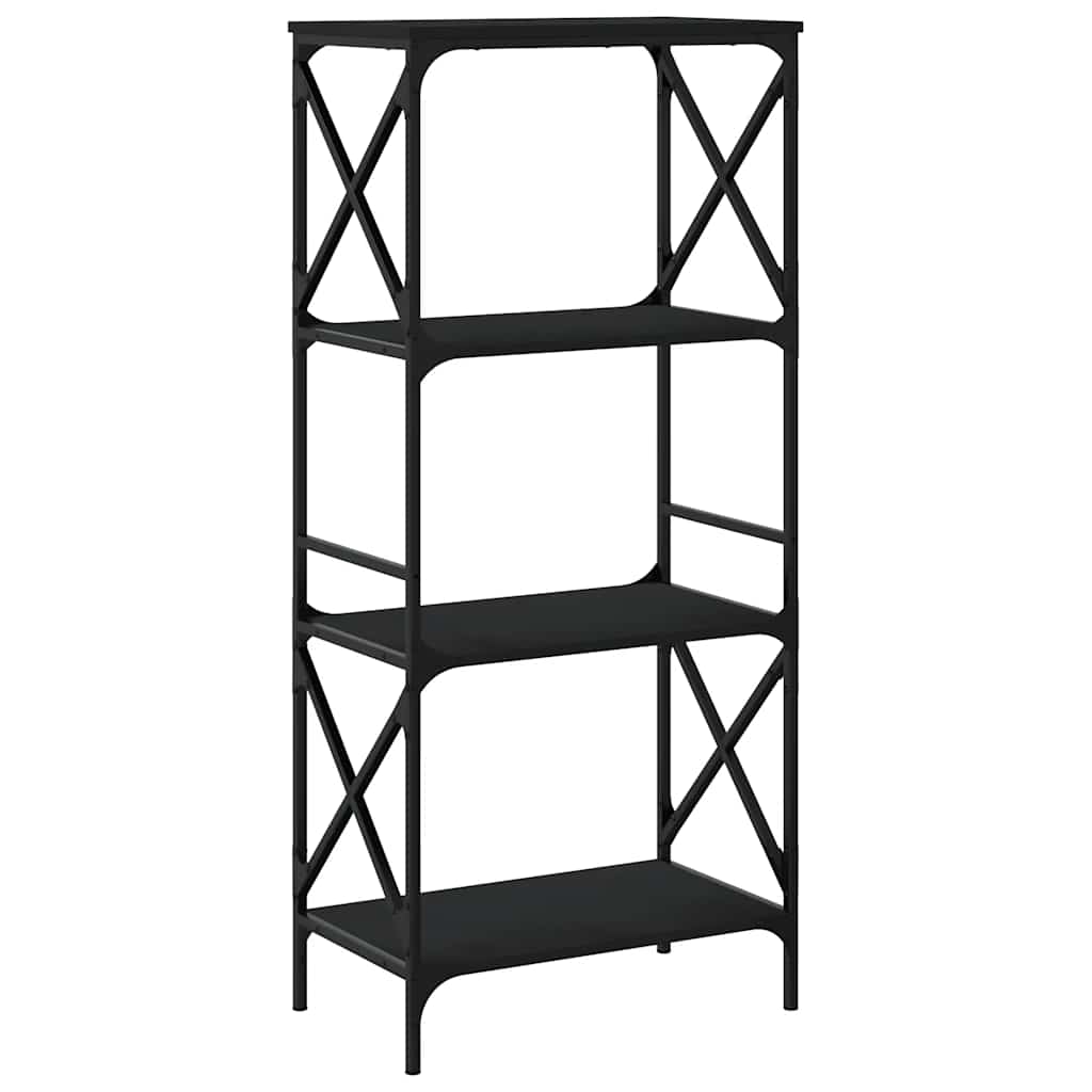 Libreria a 4 Ripiani Nera 59x35x132 cm in Legno Multistrato