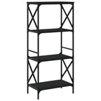 Libreria a 4 Ripiani Nera 59x35x132 cm in Legno Multistrato