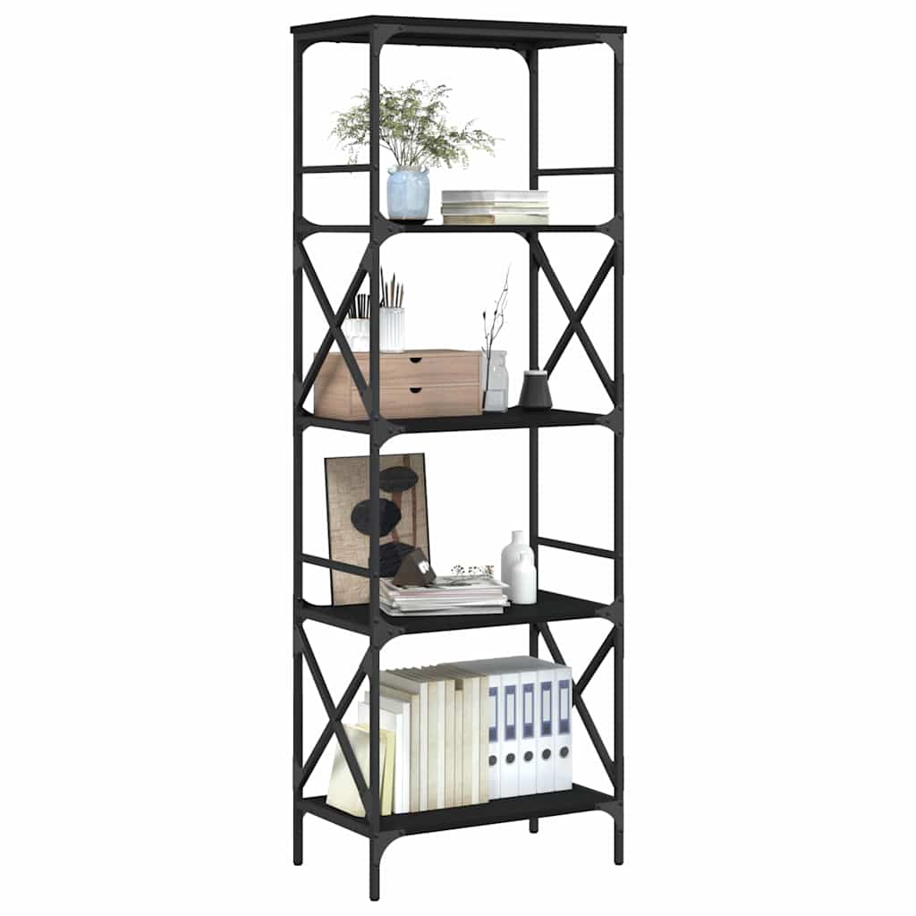 Libreria a 5 Ripiani Nera 59x35x171 cm in Legno Multistrato