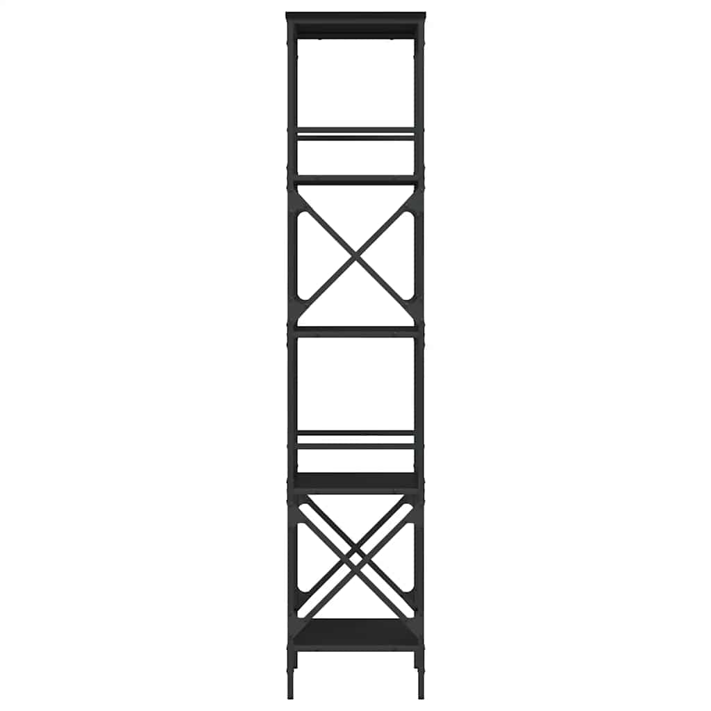 Libreria a 5 Ripiani Nera 59x35x171 cm in Legno Multistrato