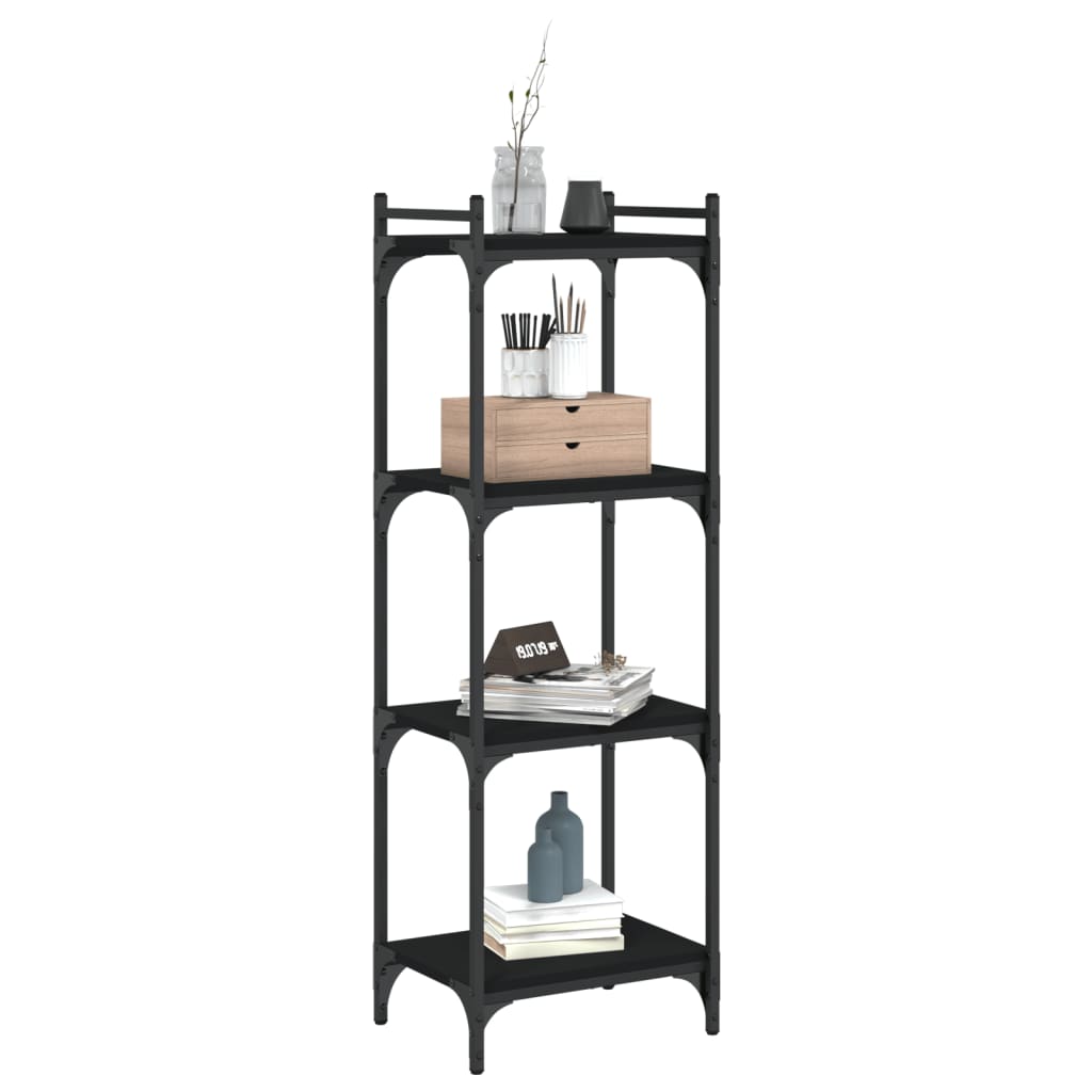Libreria a 4 Ripiani Nera 40x30x120 cm in Legno Multistrato