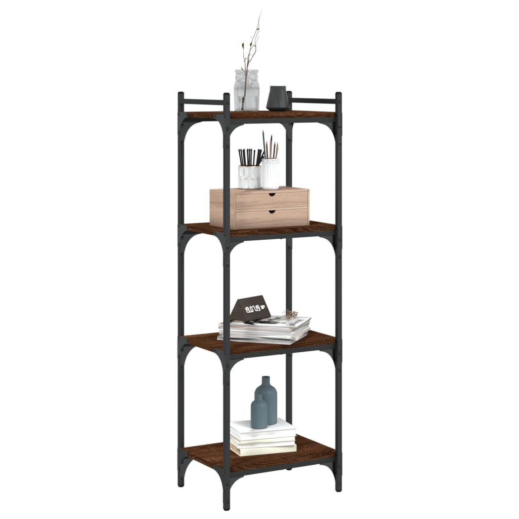 Libreria 4 Ripiani Rovere Marrone 40x30x120cm Legno Multistrato