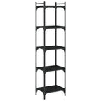 Libreria a 5 Ripiani Nera 40x30x154 cm in Legno Multistrato