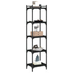 Libreria a 5 Ripiani Nera 40x30x154 cm in Legno Multistrato