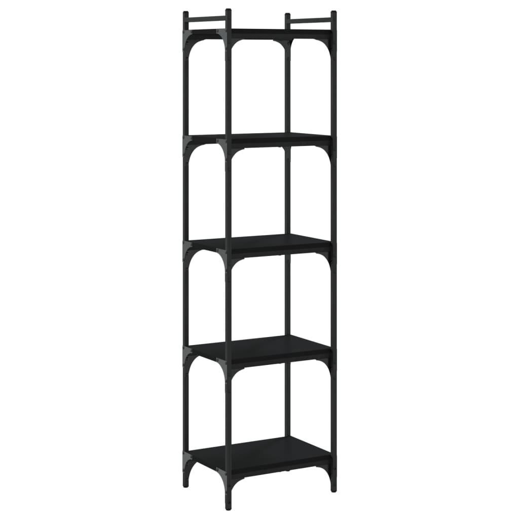 Libreria a 5 Ripiani Nera 40x30x154 cm in Legno Multistrato